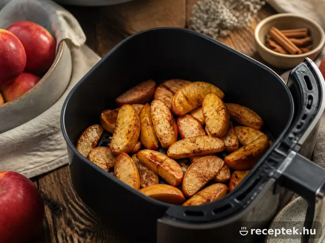 Fahéjjal sült almacikkek air fryer kosarában