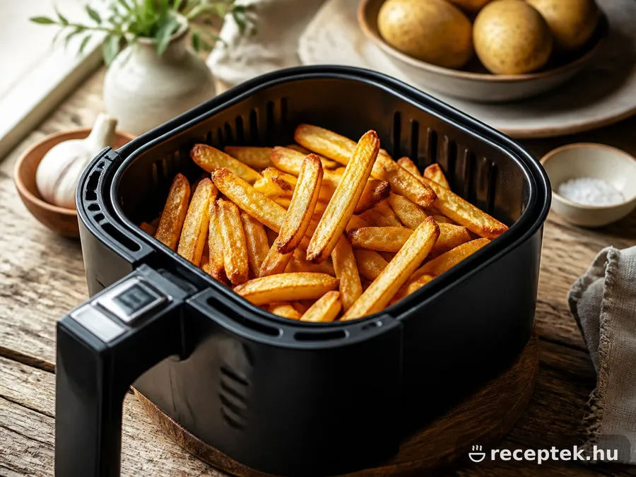 Ropogós hasábburgonya air fryer kosarában