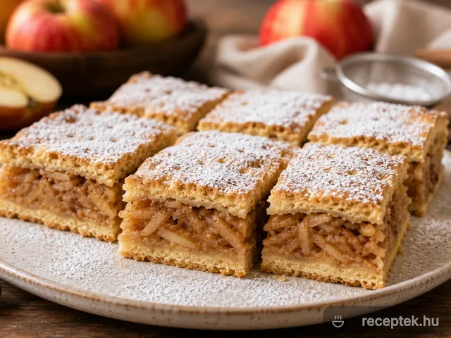 Almás pite szeletek porcukorral