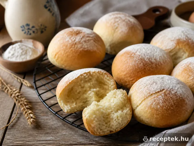 Lisztes tetejű molnárkák rácson, foszlós belsővel