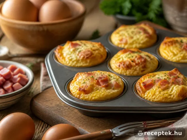 Sonkás-tojásos muffinok muffinsütő formában