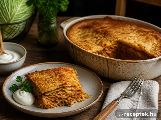 Vegán rakott kelkáposzta jénaiban, aranybarna tetővel